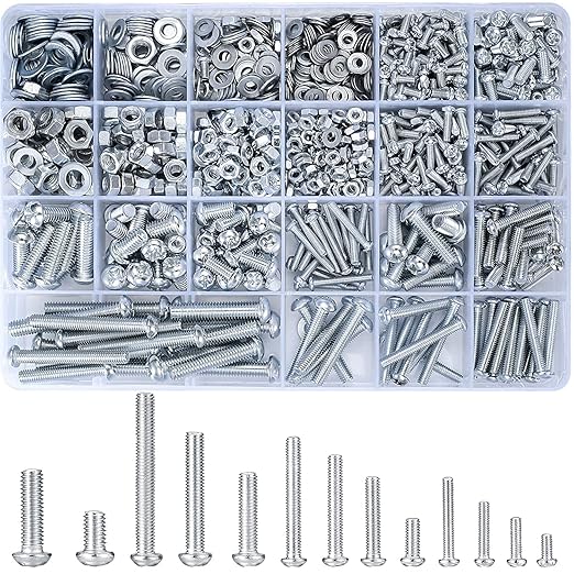 1080-Piece Metric Screw, Nut & Washer Assortment (M3-M6)
